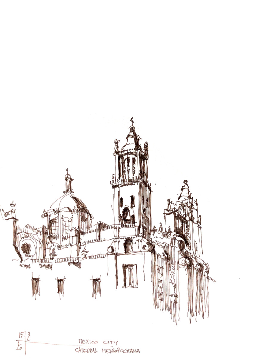 Schets kathedraal Mexcio City